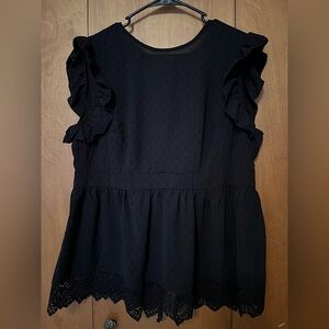 SHEIN CURVY 0XL black tie-back top